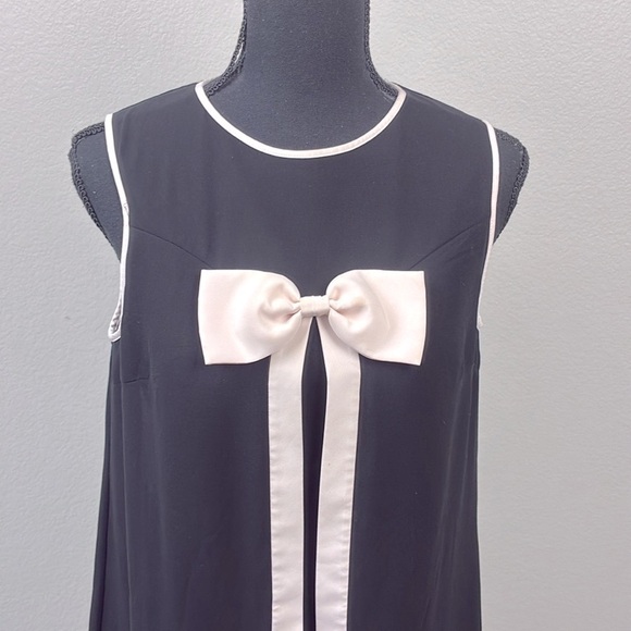 Ted Baker Josa Mini Swing Dress Black/Pale Pink Bow Detail Sleeveless Coquette 6 - Picture 4 of 12